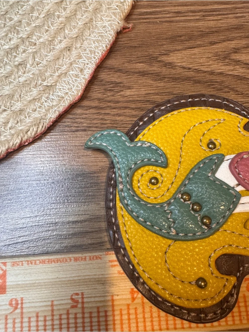Chala Brown Woven Leather Coin Purse with Turquoise Lined Interior